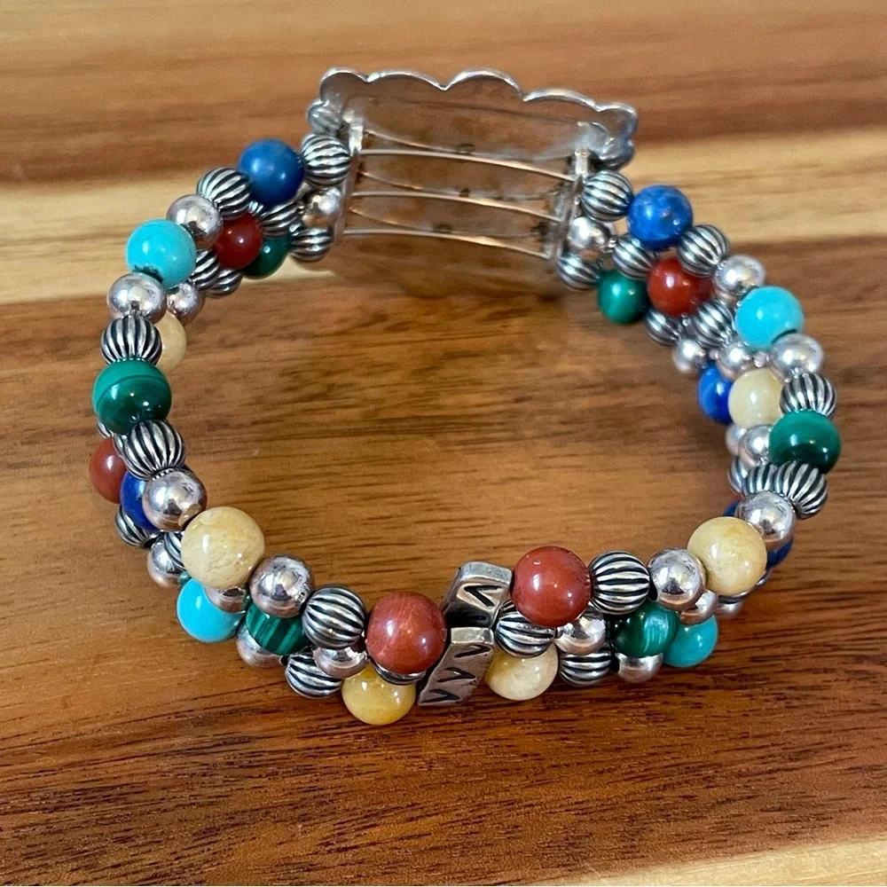Carolyn Pollack Sterling Silver 925 Gemstone‎ Desert Scene Cuff Bracelet